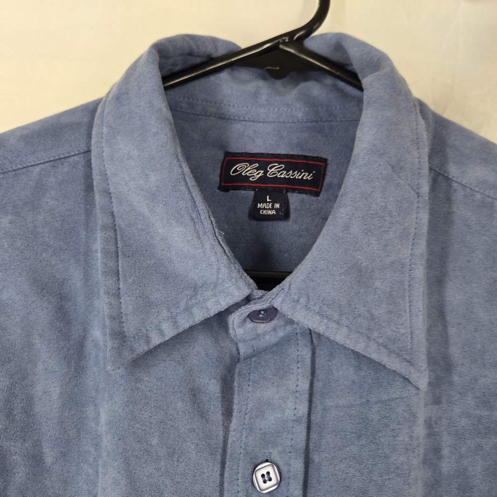 Oleg Cassini Blue Suede Shirt